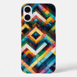 Funda iPhone 16 Plus Patrones geométricos con colores de contraste negr