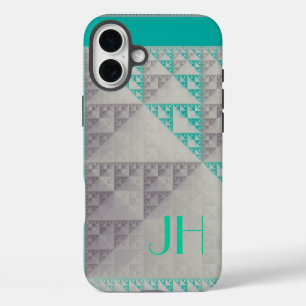 Funda iPhone 16 Plus Patrones geométricos y monograma Personalizado