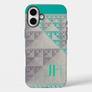 Funda iPhone 16 Plus Patrones geométricos y monograma Personalizado