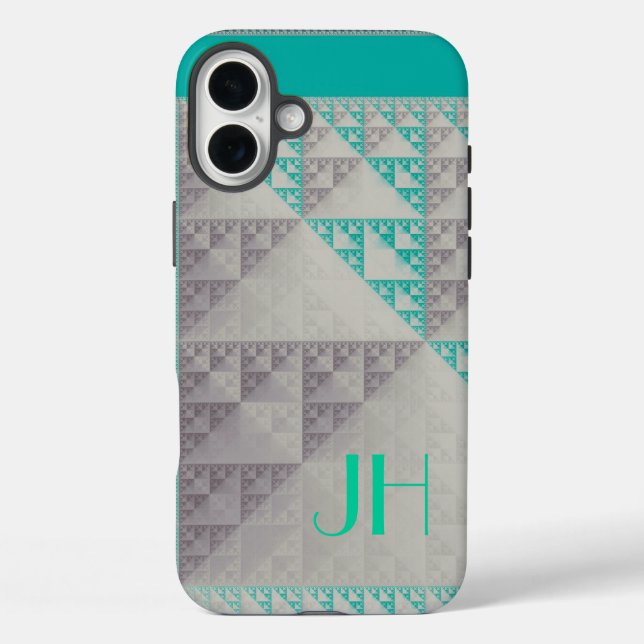 Funda iPhone 16 Plus Patrones geométricos y monograma Personalizado (Reverso )