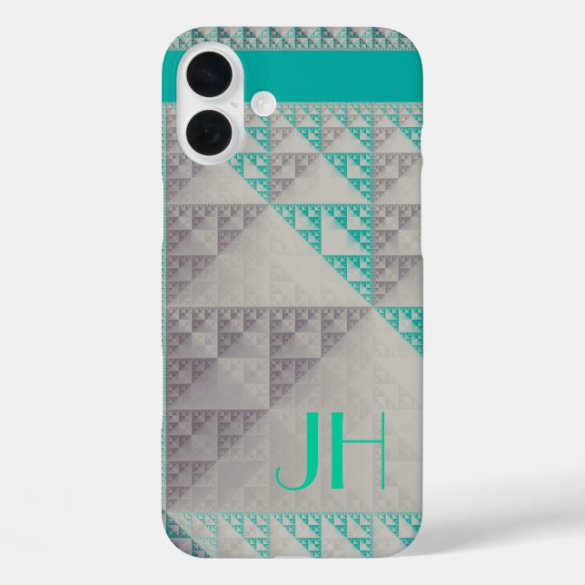 Funda iPhone 16 Plus Patrones geométricos y monograma Personalizado (Reverso )