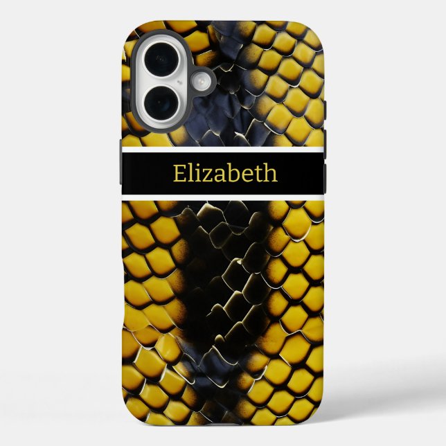 Funda iPhone 16 Plus Patrones vibrantes de una serpiente venenosa (Reverso )