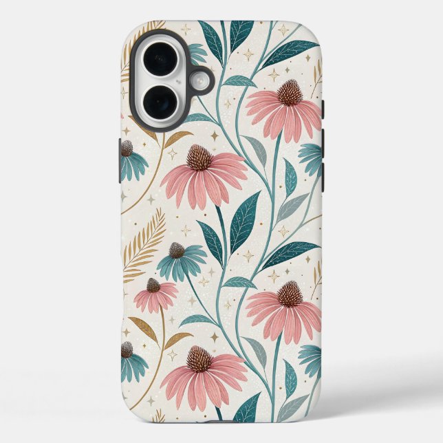 Funda iPhone 16 Plus Pattern Echineceas Glitter (Reverso )