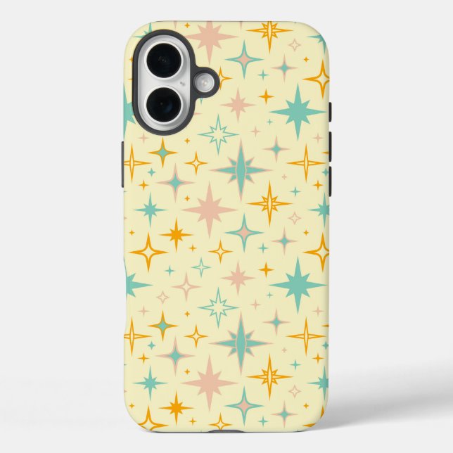 Funda iPhone 16 Plus Pattern of colorful retro stars (Reverso )