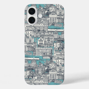 Funda iPhone 16 Plus Penzance toile indigo turquesa