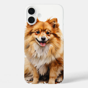 FUNDA iPhone 16 PLUS PEQUEÑO PERRO POMERANÍ ROJO