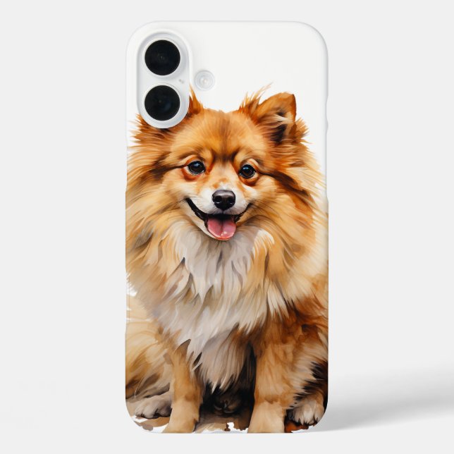 FUNDA iPhone 16 PLUS PEQUEÑO PERRO POMERANÍ ROJO (Reverso )
