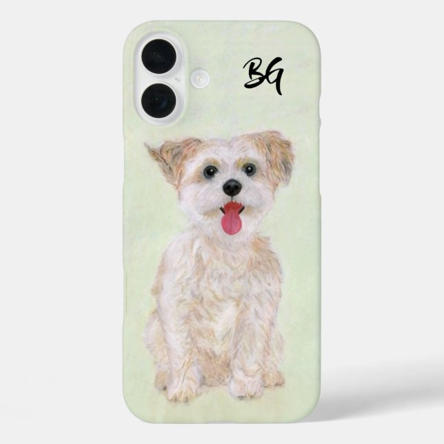 Funda iPhone 16 Plus Perrito Morkie Casi No Está (Reverso )