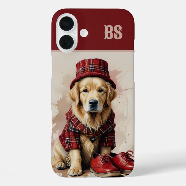 Funda iPhone 16 Plus perro casero escocés en kilt y cap (Reverso )