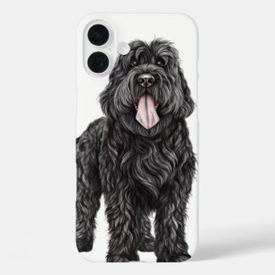 FUNDA iPhone 16 PLUS PERRO DE CACHORA ROSA Y NEGRO