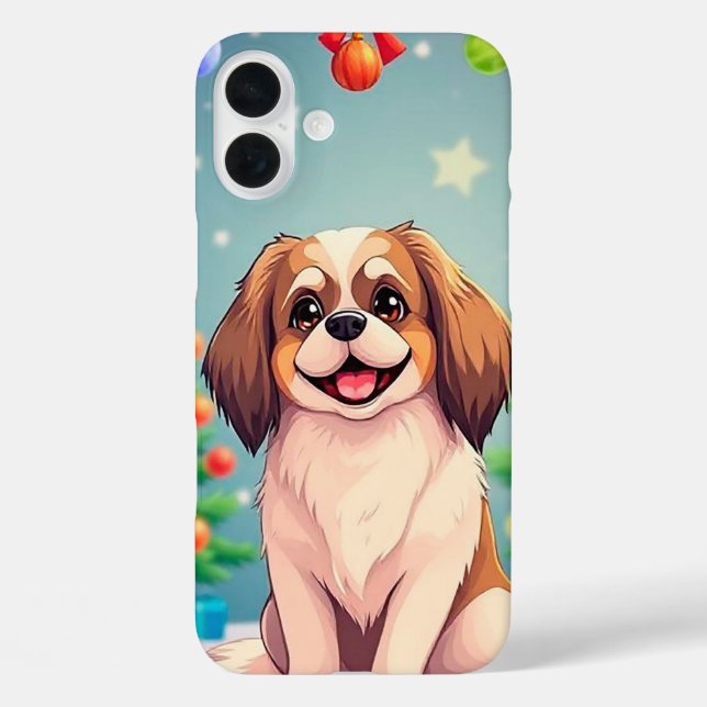 Funda iPhone 16 Plus Perro de Navidad (Reverso )