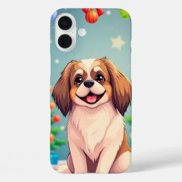 Funda iPhone 16 Plus perro navidad
