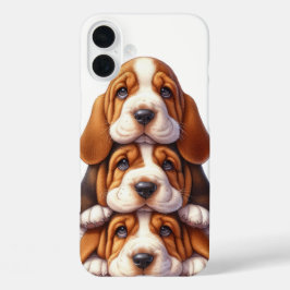 FUNDA iPhone 16 PLUS PERROS ADORABLES DE BASSET HOUND PUPPY