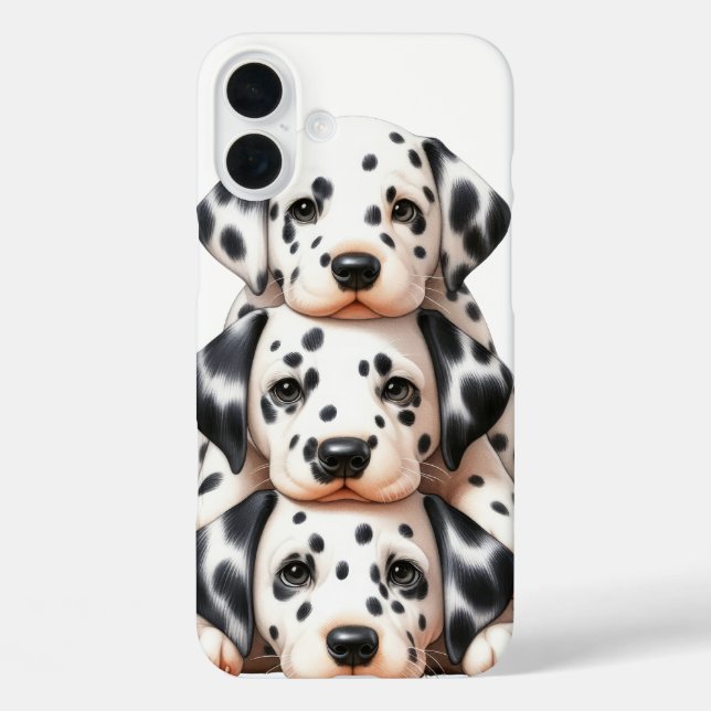 FUNDA iPhone 16 PLUS PERROS DALMATIANOS ADORABLES (Reverso )