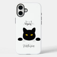 Personalizable de ojos dorados del gato negro de M