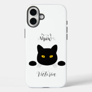 Funda iPhone 16 Plus Personalizable de ojos dorados del gato negro de M