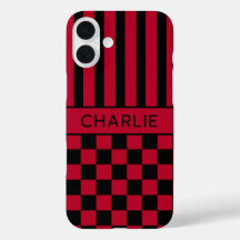 Personalizado con Cuadros Negros y Rojos