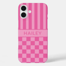Personalizado con Cuadros Rosados y Rayas