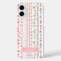 Personalizado con flores a rayas rosadas