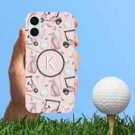 Funda iPhone 16 Plus Personalizado de diseño de golf femenino rosa eleg