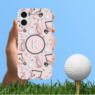 Funda iPhone 16 Plus Personalizado de diseño de golf femenino rosa eleg