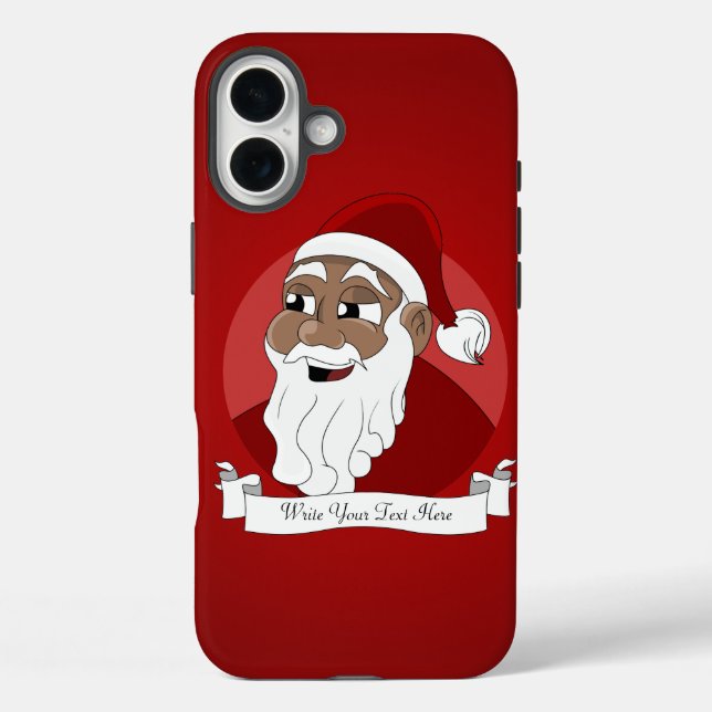 Funda iPhone 16 Plus Personalizado de Papá Noel Negro (Reverso )