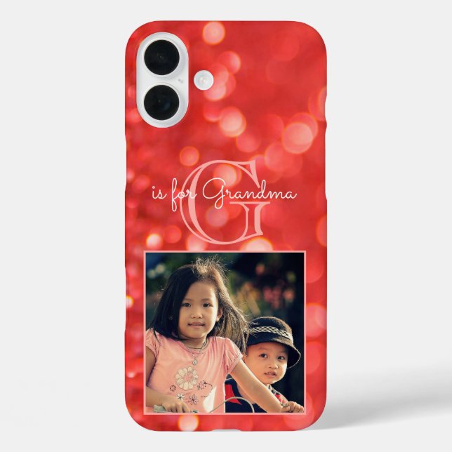 Funda iPhone 16 Plus Personalizado Foto Monograma Añadir Un Nombre Purp (Reverso )