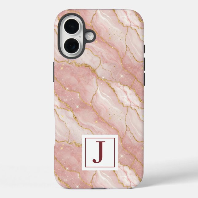 Funda iPhone 16 Plus Personalized Monogram Rose Quartz Gold (Reverso )