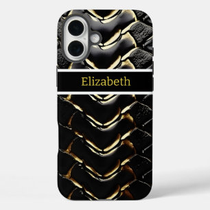 Funda iPhone 16 Plus Piel de serpiente brillante mostrando el arte de l