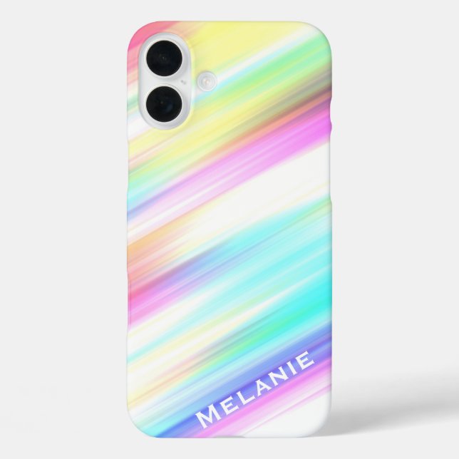 Funda iPhone 16 Plus Pinceladas de Arcoíris Personalizadas (Reverso )