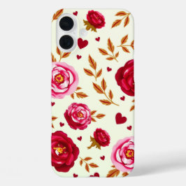 Funda iPhone 16 Plus Pink and Red Roses
