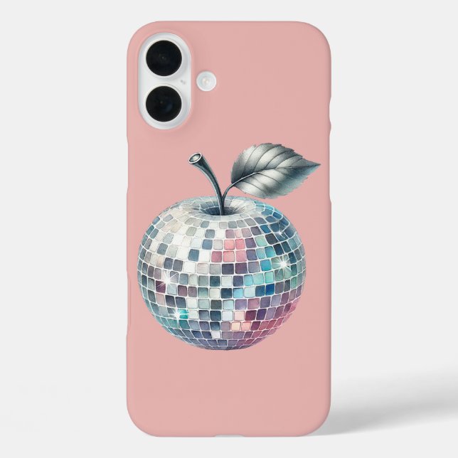 Funda iPhone 16 Plus Pink disco ball apple (Reverso )