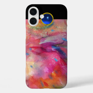 Funda iPhone 16 Plus PINK FUCHSIA ABSTRACT Blue Sapphire Gemstone