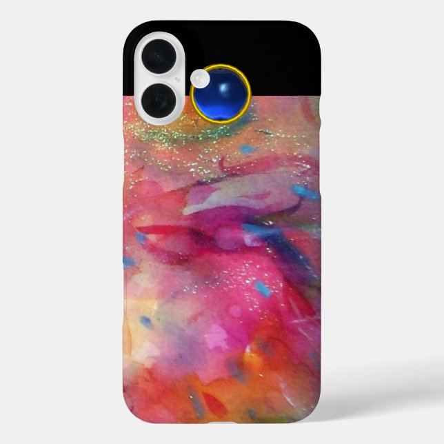 Funda iPhone 16 Plus PINK FUCHSIA ABSTRACT Blue Sapphire Gemstone (Reverso )