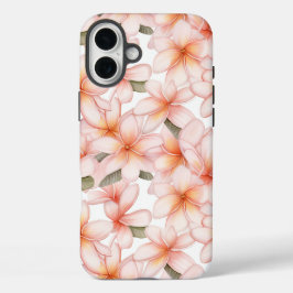 Funda iPhone 16 Plus Pink Plumeria Frangipani Floral