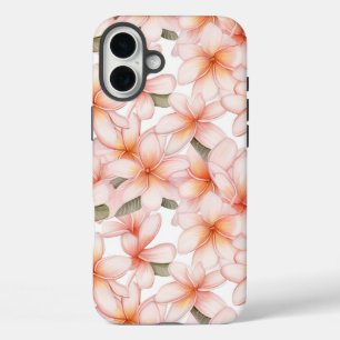 Funda iPhone 16 Plus Pink Plumeria Frangipani Floral