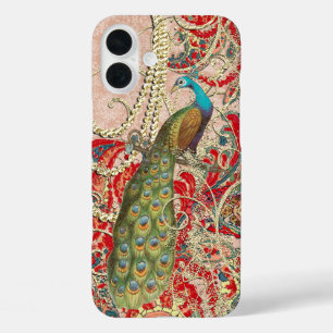 Funda iPhone 16 Plus Pink Red Gold Peacock