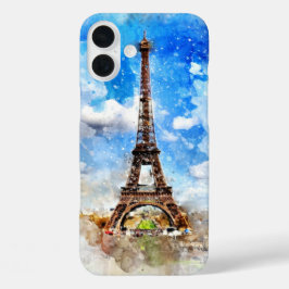 Funda iPhone 16 Plus Pintura acuática de la Torre Eiffel