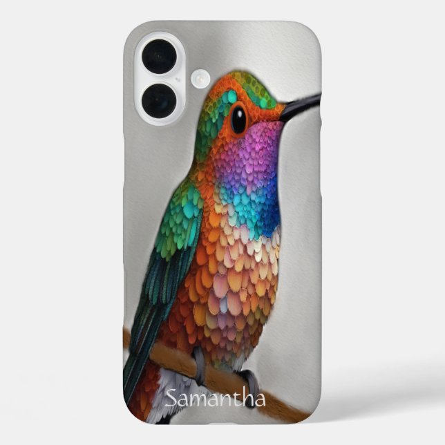 Funda iPhone 16 Plus Pintura vibrante del colibrí de Allen (Reverso )