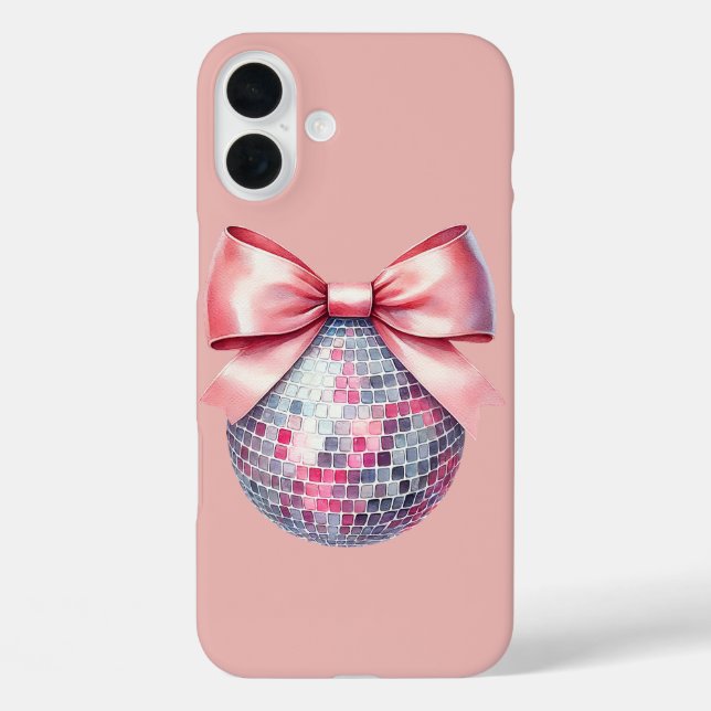 Funda iPhone 16 Plus Piso de bola de disco rosa (Reverso )