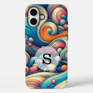 Funda iPhone 16 Plus Plantilla personalizada impresión ondulada psicodé