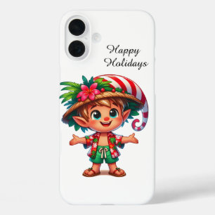 Funda iPhone 16 Plus Playa navideña festiva Elf personalizable