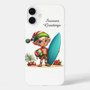 Funda iPhone 16 Plus Playa navideña festiva Elf personalizable