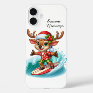 Funda iPhone 16 Plus Playa navideña festiva reno personalizable