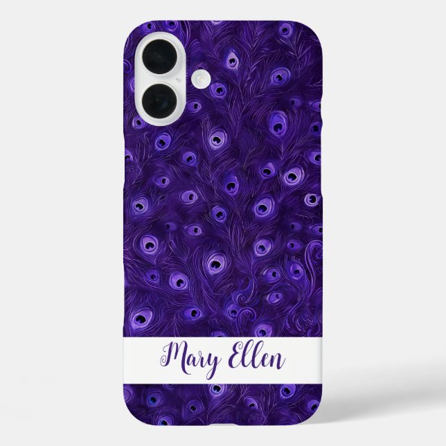 Funda iPhone 16 Plus Pluma de pavo real personalizada (Reverso )