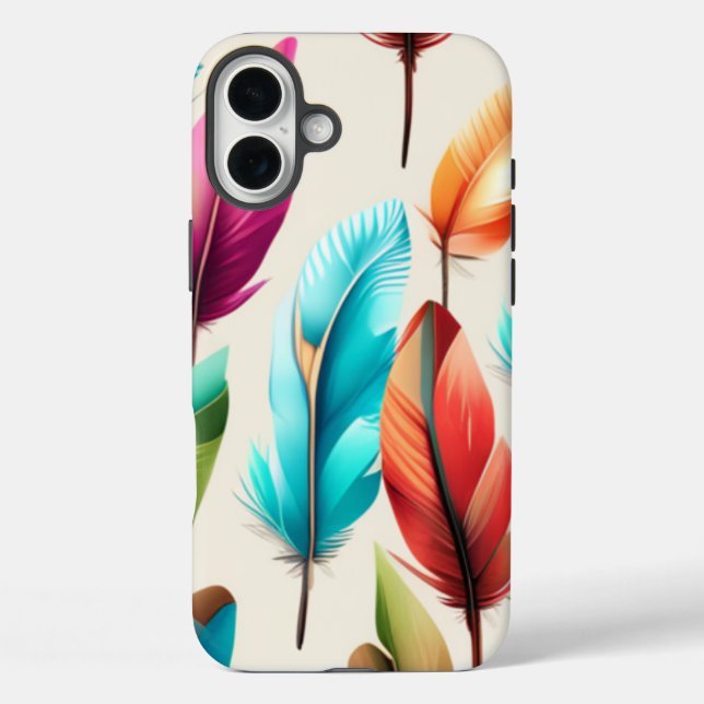 Funda iPhone 16 Plus Plumas Destellantes (Reverso )