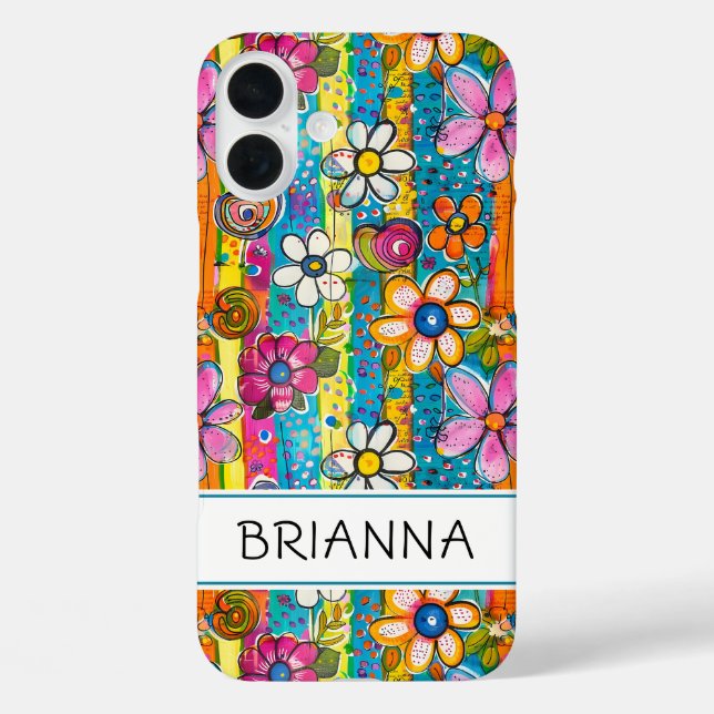 Funda iPhone 16 Plus Poder de la Flor Hippie Personalizado (Reverso )