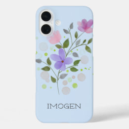 Funda iPhone 16 Plus Primer Imogen de nombre inicial más con flores