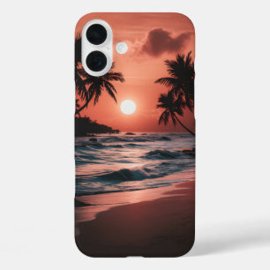 Funda iPhone 16 Plus Puesta de sol en la playa costera