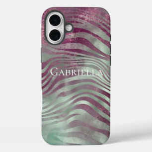 Funda iPhone 16 Plus Purple Burgundy Aqua Mint Zebra